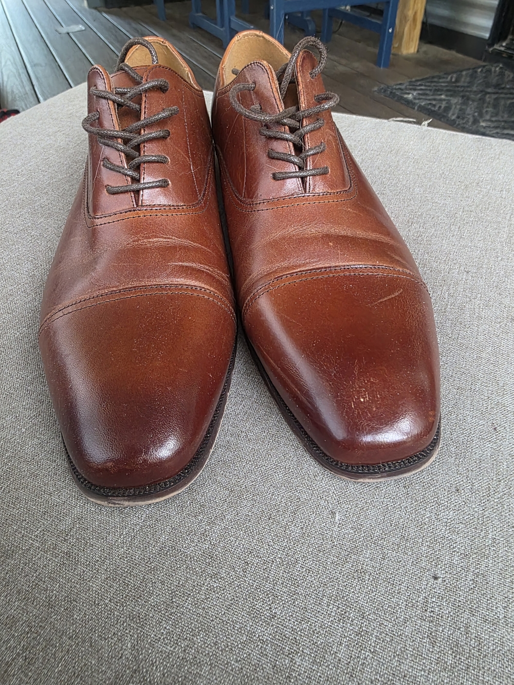 Florsheim Brown Cap-Toe Derby Leather Shoes